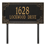 Whitehall Penbrook Signature Extra Grande Lawn 2-Line Personalized Address Plaque - Black/Gold