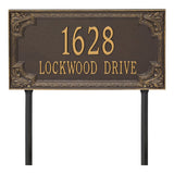 Whitehall Penbrook Signature Extra Grande Lawn 2-Line Personalized Address Plaque - Bronze/Gold