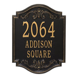 Whitehall Glen Haven Signature Extra Grande Wall 3-Line Personalized Address Plaque - Black/Gold