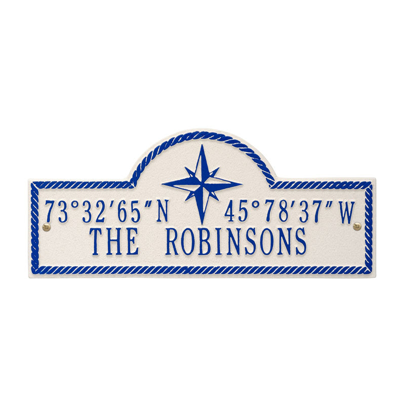 Whitehall Coordinates Personalized Plaque - White/Navy