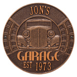 Whitehall Vintage Car Garage Personalized Plaque Standard Wall 2-Line - Antique Copper
