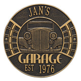 Whitehall Vintage Car Garage Personalized Plaque Standard Wall 2-Line - Black/Gold
