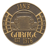 Whitehall Vintage Car Garage Personalized Plaque Standard Wall 2-Line - Bronze/Gold