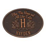 Whitehall Bless This Home Monogram Oval Standard Wall 1-Line Personalized Address Plaque - Oil-Rubbed Bronze