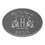 Whitehall Bless This Home Monogram Oval Standard Wall 1-Line Personalized Address Plaque - Pewter/Silver