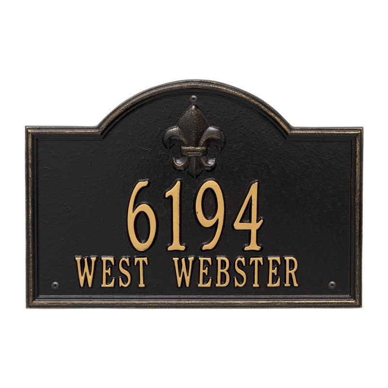 Whitehall Bayou Vista Standard Wall 2-Line Personalized Address Plaque - Black/Gold