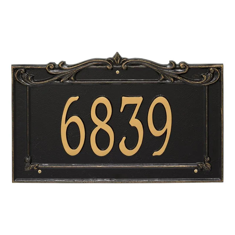 Whitehall Sheridan Signature Extra Grande Wall 1-Line Personalized Address Plaque - Black/Gold