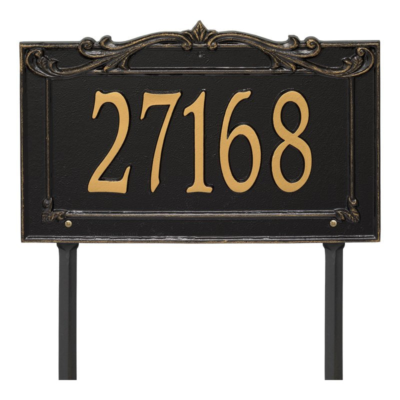 Whitehall Sheridan Signature Extra Grande Lawn 1-Line Personalized Address Plaque - Black/Gold