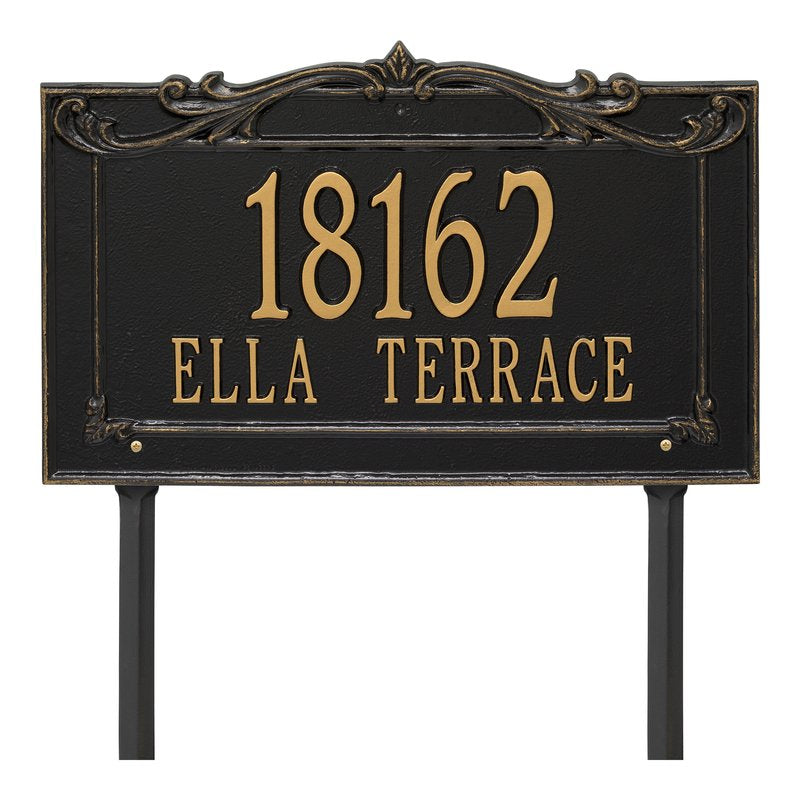 Whitehall Sheridan Signature Extra Grande Lawn 2-Line Personalized Address Plaque - Black/Gold