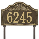 Whitehall Rope Shell Arch Lawn 1-Line Personalized Address Plaque - Antique Brass