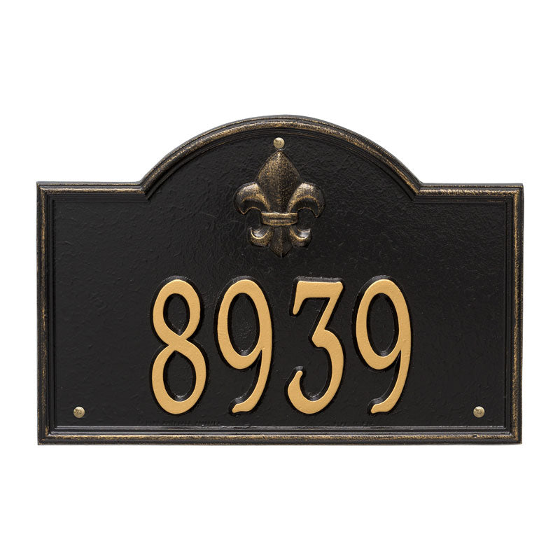 Whitehall Bayou Vista Standard Wall 1-Line Personalized Address Plaque - Black/Gold