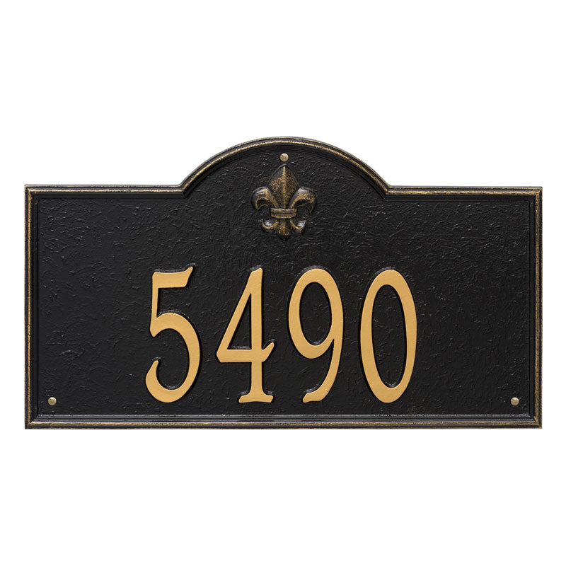 Whitehall Bayou Vista Estate Wall 1-Line Personalized Address Plaque - Black/Gold