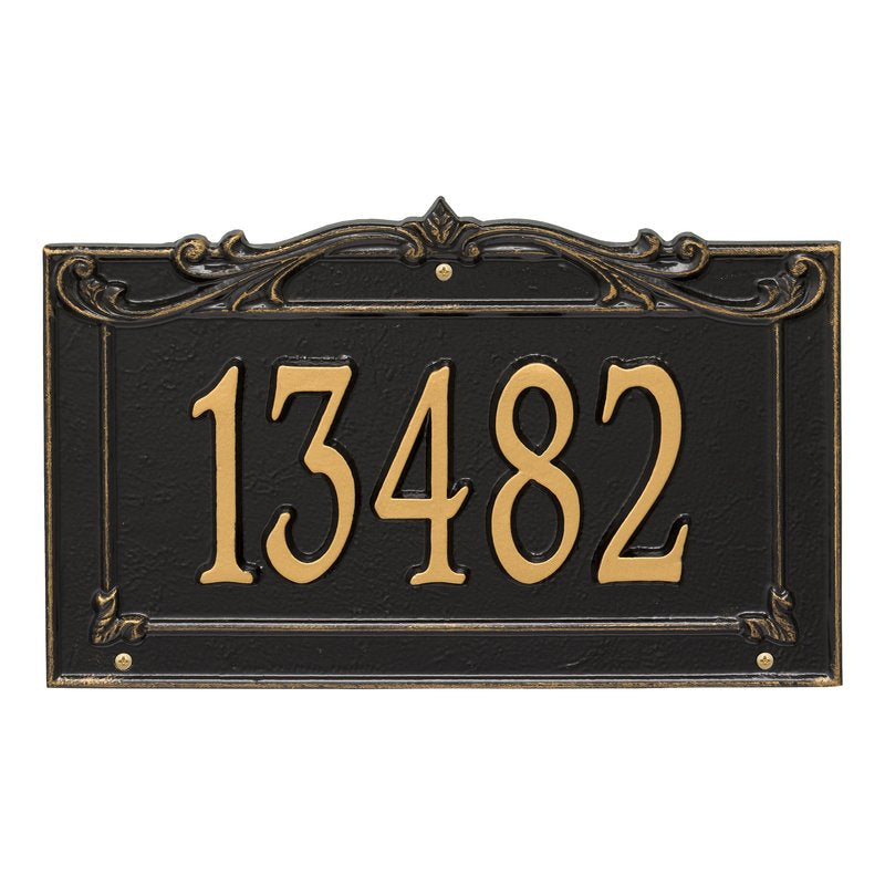 Whitehall Sheridan Signature Grande Wall 1-Line Personalized Address Plaque - Black/Gold
