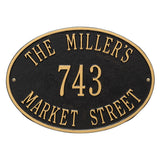 Whitehall Hawthorne Oval Standard Wall 3-Line Personalized Address Plaque - Black/Gold