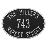 Whitehall Hawthorne Oval Standard Wall 3-Line Personalized Address Plaque - Black/Silver