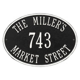 Whitehall Hawthorne Oval Standard Wall 3-Line Personalized Address Plaque - Black/White