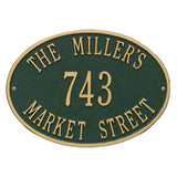 Whitehall Hawthorne Oval Standard Wall 3-Line Personalized Address Plaque - Green/Gold
