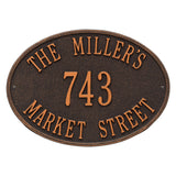 Whitehall Hawthorne Oval Standard Wall 3-Line Personalized Address Plaque - Oil-Rubbed Bronze