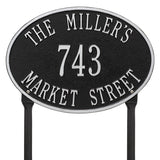 Whitehall Hawthorne Oval Standard Lawn 3-Line Personalized Address Plaque - Black/Silver