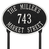 Whitehall Hawthorne Oval Standard Lawn 3-Line Personalized Address Plaque - Black/White