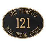 Whitehall Hawthorne Oval Estate Wall 3-Line Personalized Address Plaque - Black/Gold