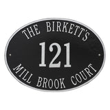 Whitehall Hawthorne Oval Estate Wall 3-Line Personalized Address Plaque - Black/Silver