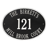 Whitehall Hawthorne Oval Estate Wall 3-Line Personalized Address Plaque - Black/White