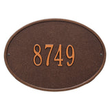 Whitehall Hawthorne Oval Standard Wall 1-Line Personalized Address Plaque - Antique Copper