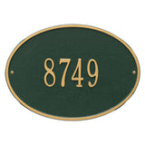 Whitehall Hawthorne Oval Standard Wall 1-Line Personalized Address Plaque - Green/Gold