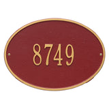 Whitehall Hawthorne Oval Standard Wall 1-Line Personalized Address Plaque - Red/Gold