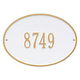Whitehall Hawthorne Oval Standard Wall 1-Line Personalized Address Plaque - White/Gold