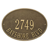 Whitehall Hawthorne Oval Standard Wall 2-Line Personalized Address Plaque - Antique Brass