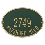 Whitehall Hawthorne Oval Standard Wall 2-Line Personalized Address Plaque - Green/Gold