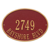 Whitehall Hawthorne Oval Standard Wall 2-Line Personalized Address Plaque - Red/Gold