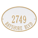 Whitehall Hawthorne Oval Standard Wall 2-Line Personalized Address Plaque - White/Gold