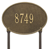 Whitehall Hawthorne Oval Standard Lawn 1-Line Personalized Address Plaque - Antique Brass