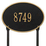 Whitehall Hawthorne Oval Standard Lawn 1-Line Personalized Address Plaque - Black/Gold