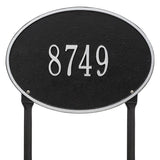 Whitehall Hawthorne Oval Standard Lawn 1-Line Personalized Address Plaque - Black/Silver