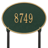 Whitehall Hawthorne Oval Standard Lawn 1-Line Personalized Address Plaque - Green/Gold