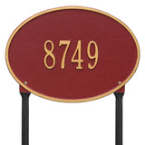 Whitehall Hawthorne Oval Standard Lawn 1-Line Personalized Address Plaque - Red/Gold