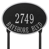 Whitehall Hawthorne Oval Standard Lawn 2-Line Personalized Address Plaque - Black/Silver