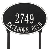 Whitehall Hawthorne Oval Standard Lawn 2-Line Personalized Address Plaque - Black/White