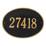Whitehall Hawthorne Oval Estate Wall 1-Line Personalized Address Plaque - Black/Gold
