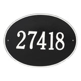 Whitehall Hawthorne Oval Estate Wall 1-Line Personalized Address Plaque - Black/White