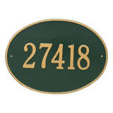 Whitehall Hawthorne Oval Estate Wall 1-Line Personalized Address Plaque - Green/Gold