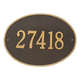 Whitehall Hawthorne Oval Estate Wall 1-Line Personalized Address Plaque - Bronze/Gold