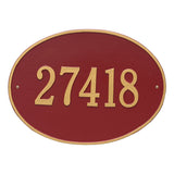 Whitehall Hawthorne Oval Estate Wall 1-Line Personalized Address Plaque - Red/Gold