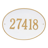 Whitehall Hawthorne Oval Estate Wall 1-Line Personalized Address Plaque - White/Gold