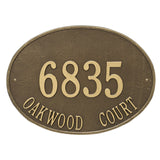Whitehall Hawthorne Oval Estate Wall 2-Line Personalized Address Plaque - Antique Brass
