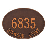 Whitehall Hawthorne Oval Estate Wall 2-Line Personalized Address Plaque - Antique Copper